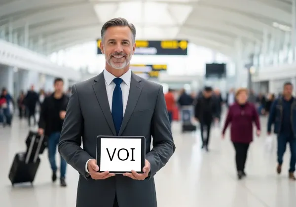 Autista che tiene un cartello all'uscita passeggeri dell'aeroporto